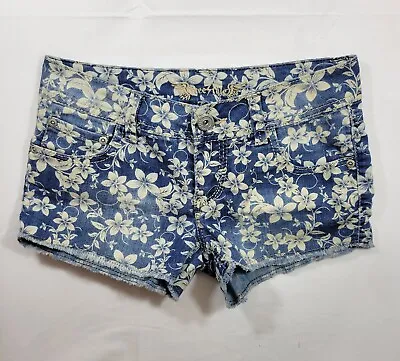 $14.97 • Buy FreeStyle Revolution Blue Jean Shorts Juniors Size 1 Light Wash White Flowers