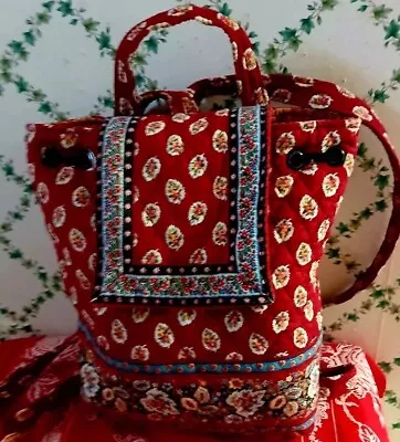 Vera Bradley Vintage 1997 Red Leaf Pattern 🍂gorgeous Mimi Backpack Great Shape! • $24.99