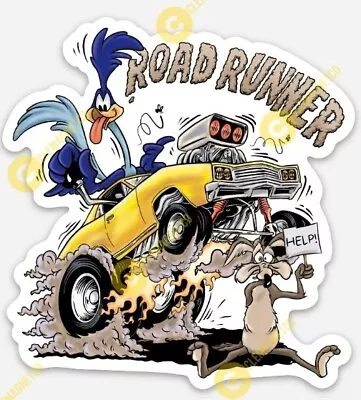 Muscle Car STICKER - Ratfink Road Runner Style Yellow Car Show Rat Fink • $5.49