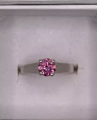 Real Moissanite Charles & Colvard 1Ct Brilliant Vivid Pink Ring Size 7 • $137.50