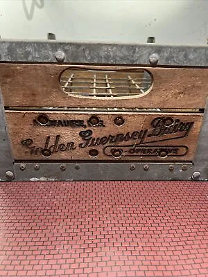 Vtg GOLDEN GUERNSEY Dairy WI Wood And Wire Metal Sign Farm Milk Bottle Crate • $74.99