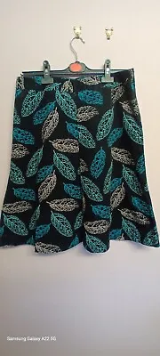 Laura Ashley UK14/L24  Leaf Print Cord Skirt Fully Lined. Great Used Condition • £6.99