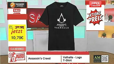 £9.44 • Buy T-shirt Schwarz - Assassins Creed - Valhalla Logo - Gr.l - Neu/ovp