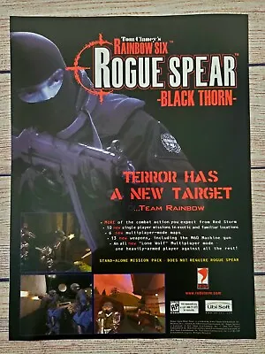 Tom Clancy's Rainbow Six Rogue Spear Black Thorn PC 2001 Vintage Promo Ad Poster • $14.95