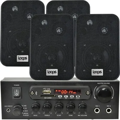 £139.99 • Buy Bedroom Bluetooth Music System 4x Black Speakers & 110W Amp Background Audio