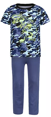 Boys Pyjamas Camouflage Dino Ex Uk Store 1-8 Years Short Sleeve Long Pj New • £5.99