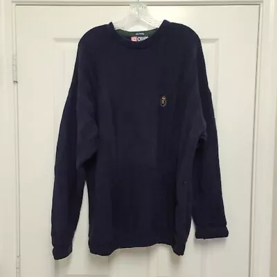 CHAPS Ralph Lauren Sweater Mens XXL Blue Heavy 100% Cotton Knit Hand Framed  • $29.99