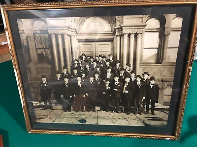 Antique Photograph Masonic Temple Framed Bay City MI Large 23x19 Circa 1890-1910 • $77