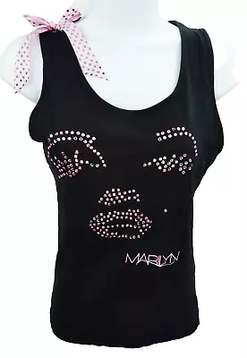 Small Marilyn Monroe Black Sleep Shirt Tank Cotton Sleepwear Womens S • $15.99