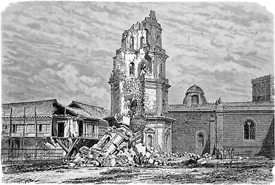 PHILIPPINES- MANILA: THE CATHEDRAL After The 1863 EARTHQUAKE - Engraving 19th • $40