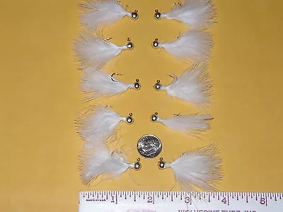 HAND TIED MARABOU JIGS TROUT STEELHEAD CRAPPIE 1/32 Oz. WHITE • $7.79