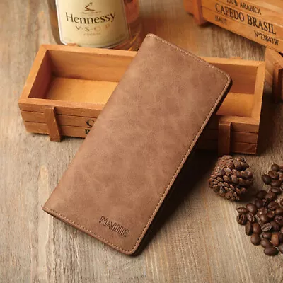 Men's Bifold Leather Breast Pocket Card Holder Suit Purse Long Wallet Checkbook • $8.99