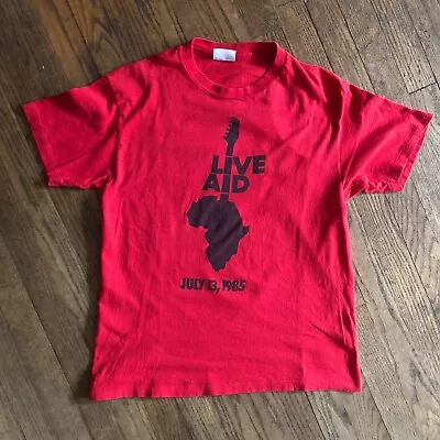 Rare Red Live Aid Production Staff Concert T-Shirt 1985 Vintage Deadstock • $1200