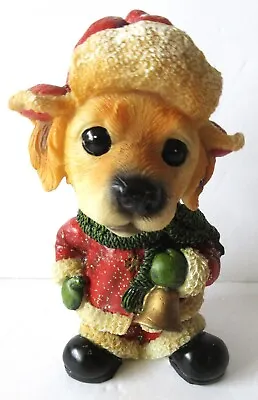 Vintage 5  Resin Golden Retriever Dressed As Santa Ringing Bell Bobble Head -Dog • $9.99