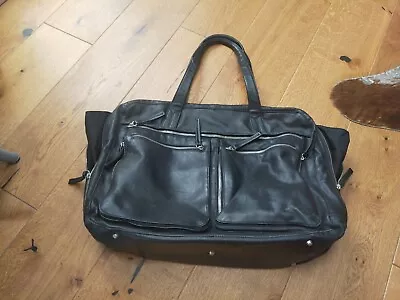 Black Leather Holdall/Overnight Bag • £30