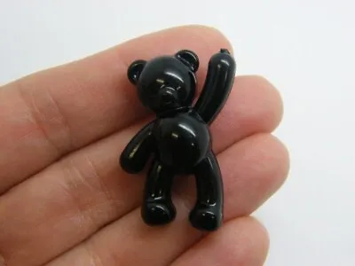 £2.30 • Buy 8 Teddy Bear Pendants Or Beads Black Acrylic P772