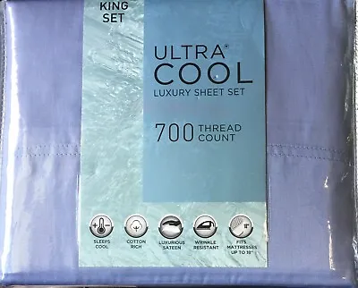 New Ultra Cool 700 Thread Count 4 Piece Luxury Sheet Set King Size – Blue • $32