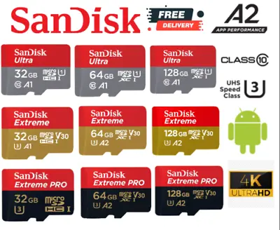 Micro SD Memory Card SanDisk Ultra Extreme Pro 32GB 64GB 128GB 256GB Class 10 A2 • $16.90