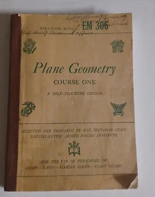 Vintage Plane Geometry Book Course One A Self Teaching Course 1943 • $12.99