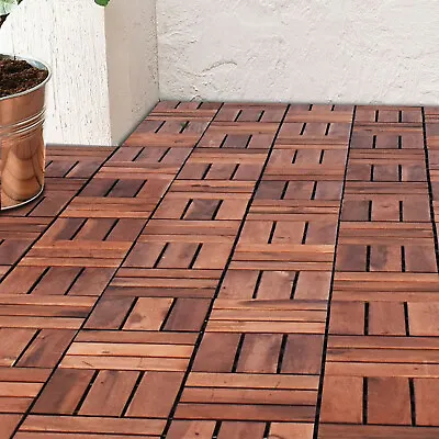 Wooden Click Deck Decking Tiles Easy Fit Hardwood Patio Outdoor Balcony Garden • £54.99