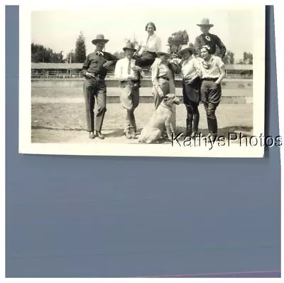 Found B&w Photo G_1772 Men And Women Standing By Or On A Fence And The Dog • $6.98