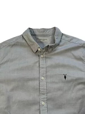 All Saints Men’s Grey Redondo Half Sleeve Button Shirt - Size Large • £24.99