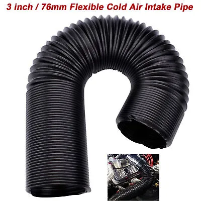 3  76mm Car Universal Cold Air Intake Inlet Pipe Flexible Duct Tube Hose Black • $10.99