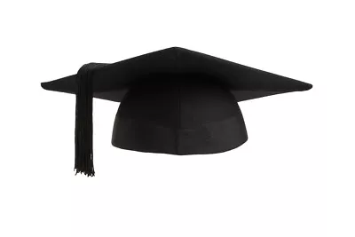 Graduation Mortarboard - Master's Fitted Black Cap Hat - Academic Gown Accessory • £17.50