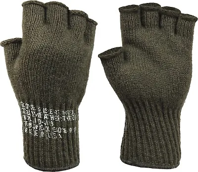 Olive Drab Tactical Fingerless Military Glove Liner Inserts Wool Gloves USA Made • $13.99