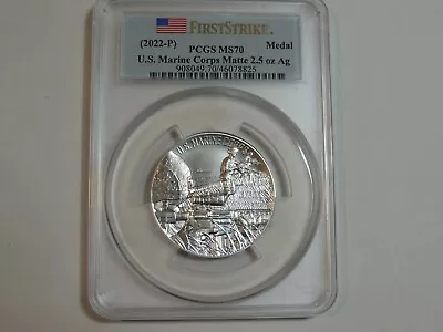 2022-P U.S. Marine Corps Matte 2.5 Oz Ag Medal PCGS MS 70  First Strike • $299