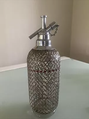 Vintage Sparklets Red Line Mesh Soda Siphon Bottle - Made In England  • $30