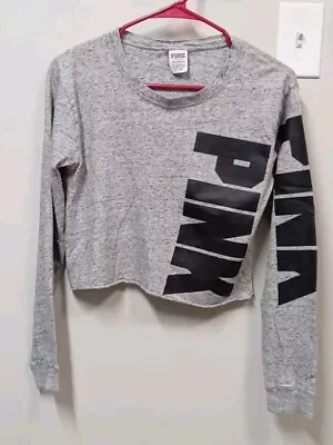 Victoria's Secret PINK Gray Crop Top Long Sleeve Shirt • $20