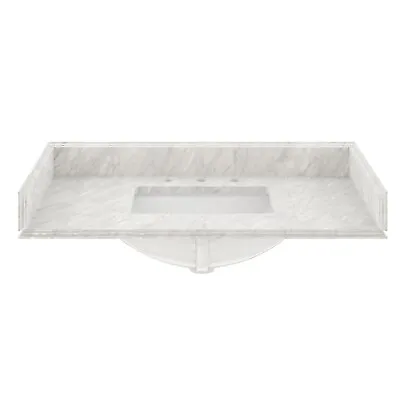 37  White Italian Carrara Natural Marble Single Sink Bathroom Vanity Top • $270.89