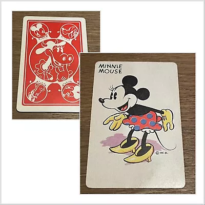 RARE VINTAGE 1930s WHITMAN PUBLISHING MICKEY MOUSE OLD MAID MINNIE MOUSE CARD • $195