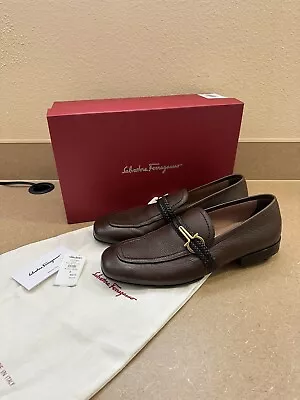 Salvatore Ferragamo Missouri Hickory Brown Calf Leather Gancio Bit Loafers Men 9 • $329.99