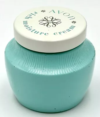 Vintage Avon RICH MOISTURE CREAM 3.5 Oz Empty Glass Jar Container 1960s Blue • $13.99