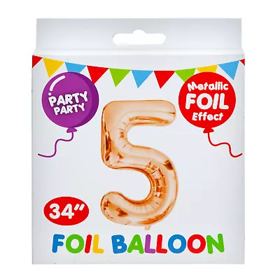 Rose Gold Foil Number 5 Balloon 34  Metallic Party Decoration • $7.46