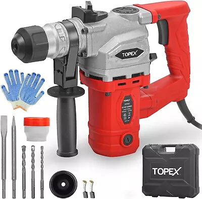 TOPEX 1010W SDS+ Rotary Hammer Drill Demolition Jack Hammer Kit W/ Chisels Drill • $189.99