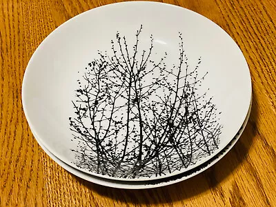 2 Vera For Mikasa The Birches Black-L1078 Soup Bowls Japan Vintage Rare • $35