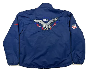 VINTAGE Spyder Jacket Men's Medium Blue US Ski Team 2002 USA Winter • $79.95