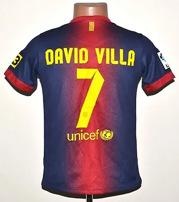 Barcelona Spain 2012/2013 Home Football Shirt David Villa #7 Yl Boys • £21.59