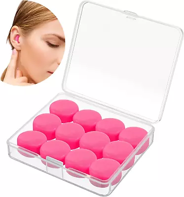 12 Pack Soft Ear Plugs For Sleeping Reusable Moldable Silicone Earplugs Noise C • $9.86