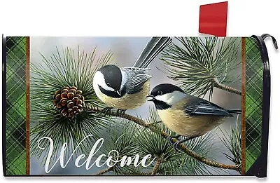 Fall Winter Welcome Mailbox Cover Magnetic Standard 21  X 18  Birds Chickadee • $11.99