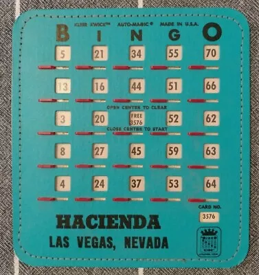 Vintage Las Vegas Hacienda Hotel Casino Slide Bingo Card Kleer Kwick Never Used! • $9.99