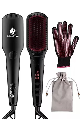 MiroPure Hair Straightening Brush 2 In 1 Ionic Hair Straightener16 Heat.Setting • £20.99