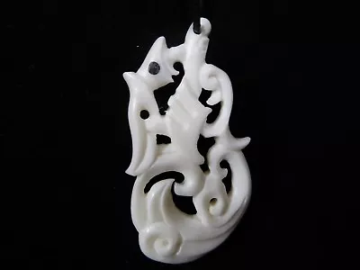 Maori Style Hand Carved Manaia Guardian Handmade Water Buffalo Bone Pendant • $9.99