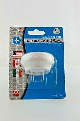 £6.99 • Buy 2x UK TO US/CANADA/MEXICO TRAVEL ADAPTOR CONVERTER PLUG WHITE BY POWER PLUS UK