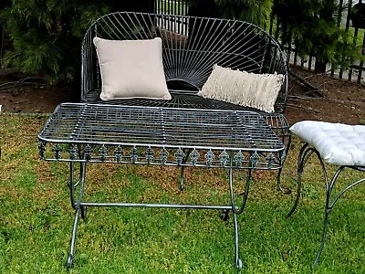 $195 • Buy  FRENCH DESIGN Garden Coffee  Antique Silver Table Outdoor Wrought Iron Quality 