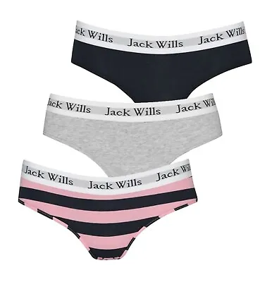 £8.99 • Buy Ladies Jack Wills Flat Lock Seams Logo Underwear Boy Pants Sizes From 8 To 16