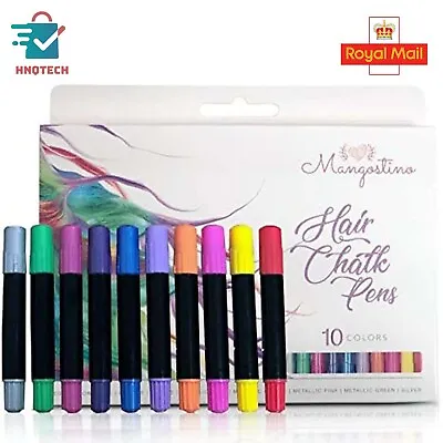 UK 10 Colorful Hair Chalk Pens For Kids Temporary Hair Coloring Safe & Non-Toxic • £7.35